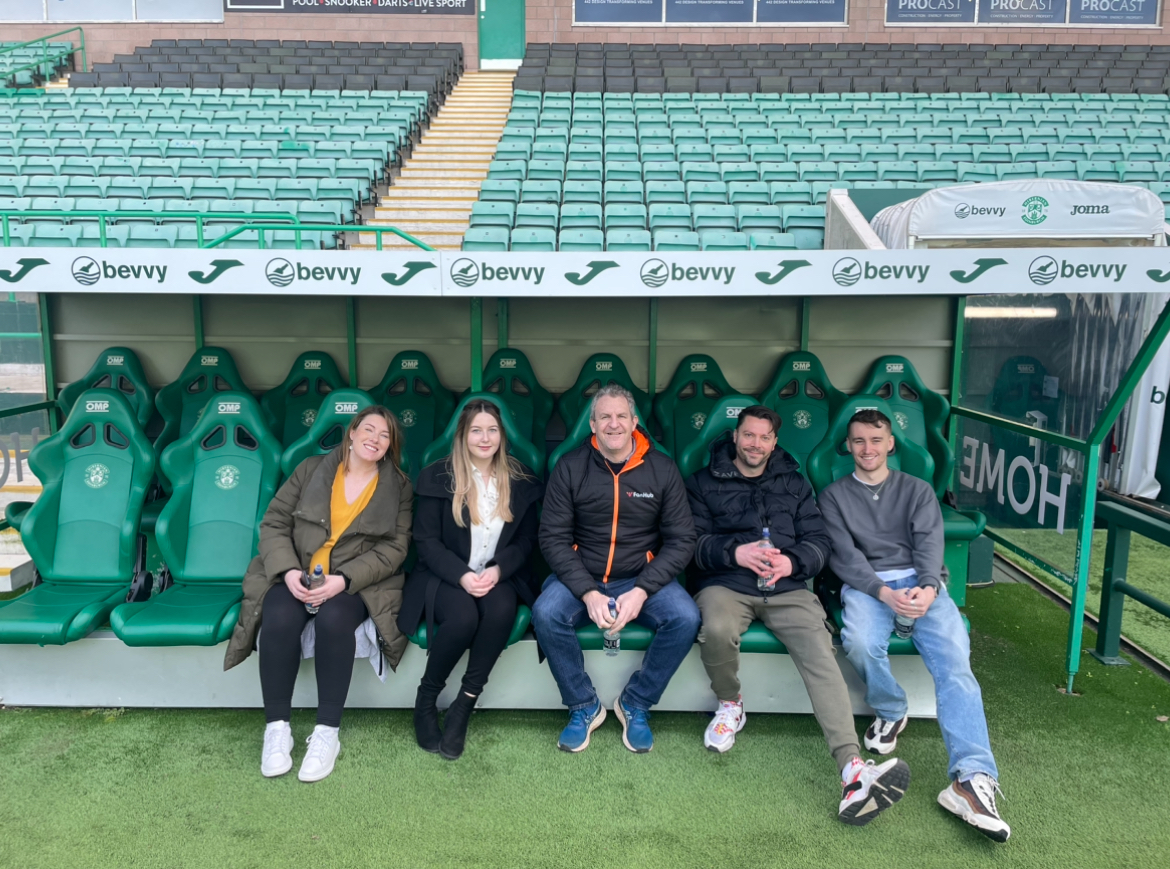 FanHub team pitchside at Hibernian FC