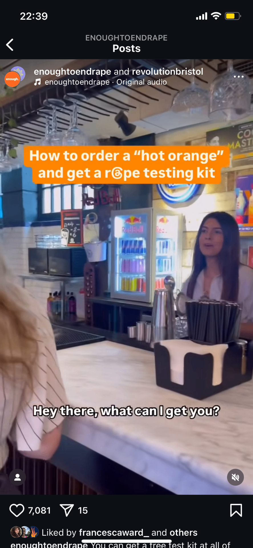 Revolution x Enough. 'hot orange' bar partnership